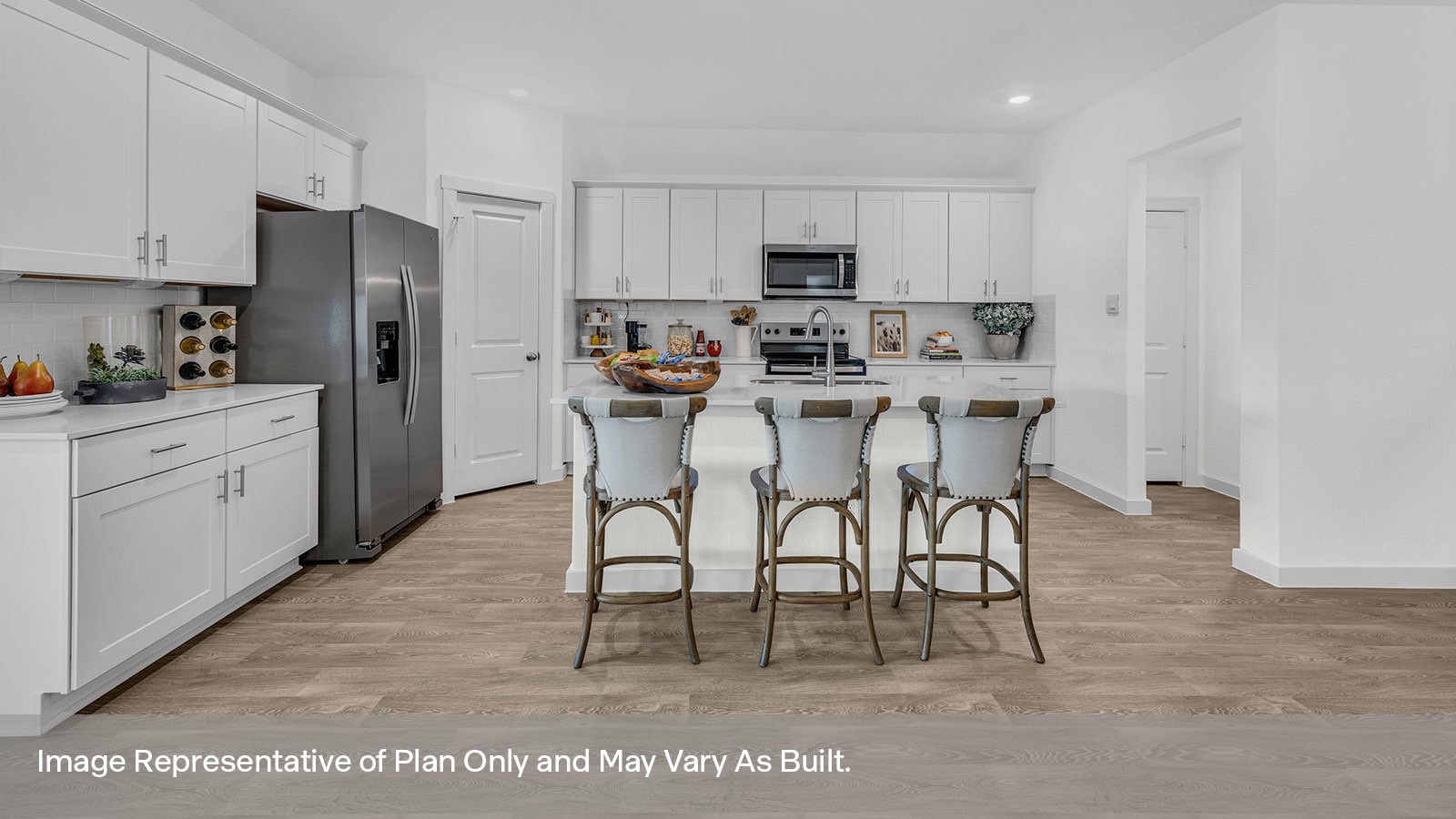 Sonoma Oaks Irving Floorplan Family Room and Kitchen island