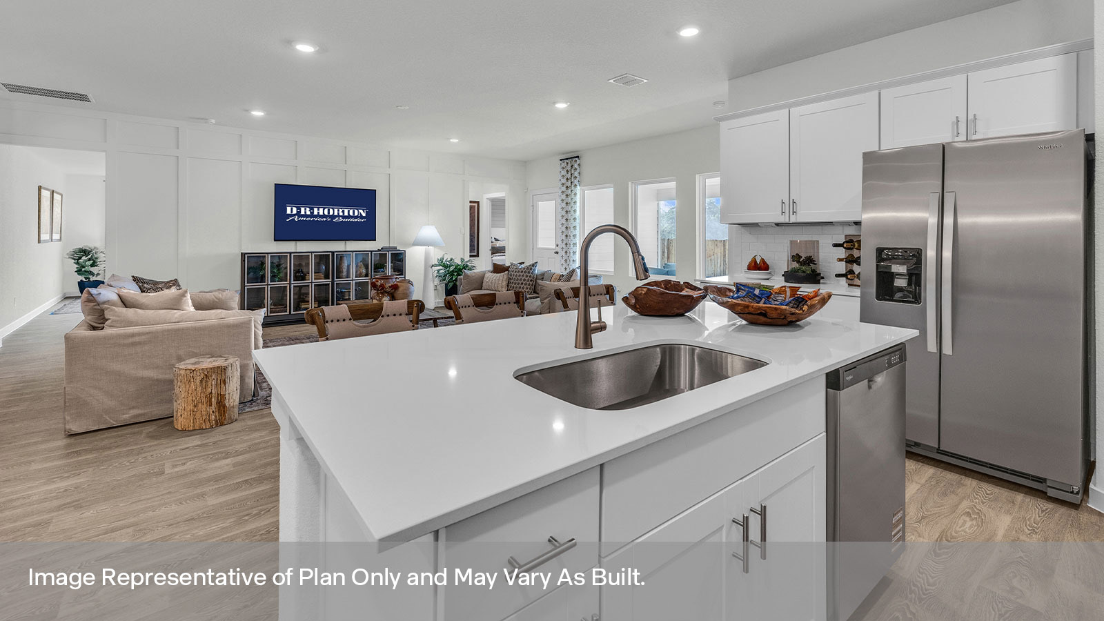 Sonoma Oaks Irving Floorplan Kitchen Island Living Room