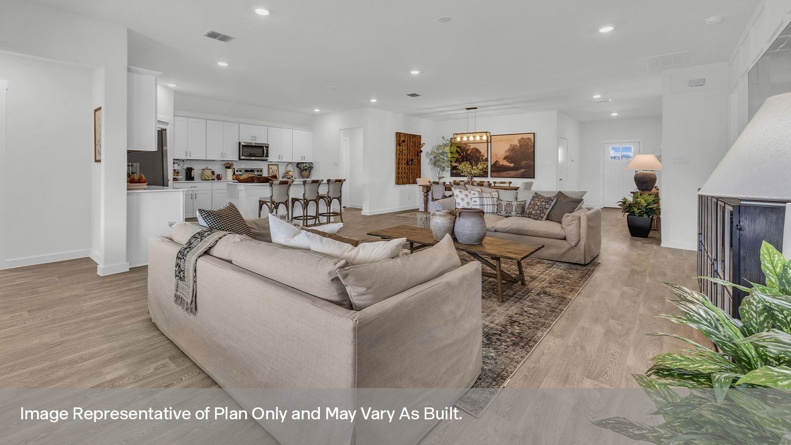 Sonoma Oaks Irving Floorplan Family Room and Kitchen island