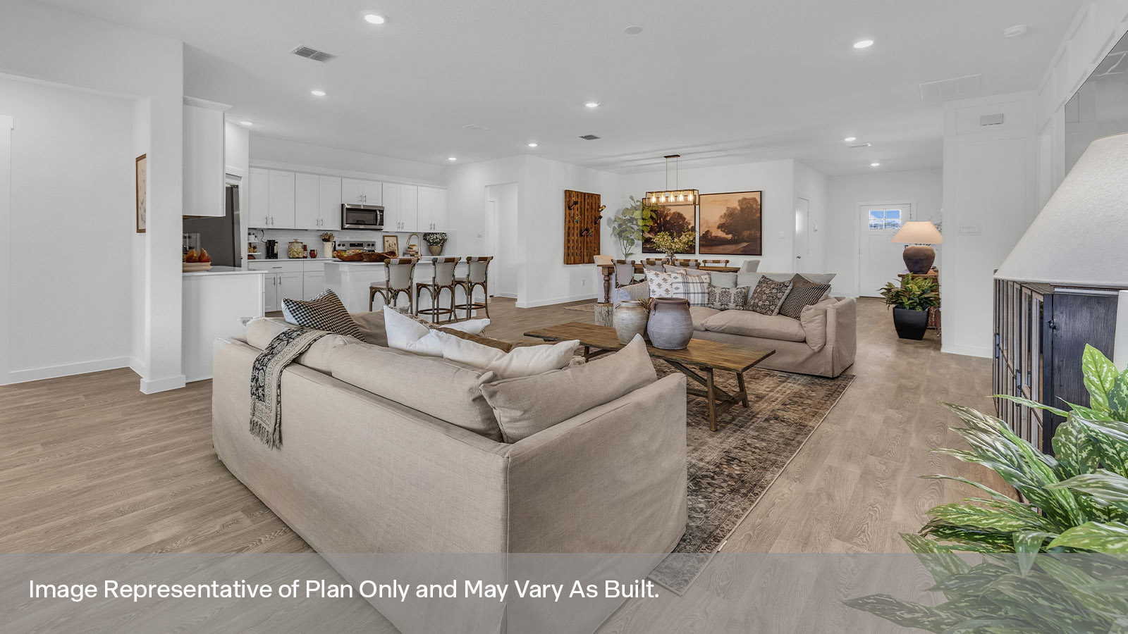 Sonoma Oaks Irving Floorplan Family Room and Kitchen island