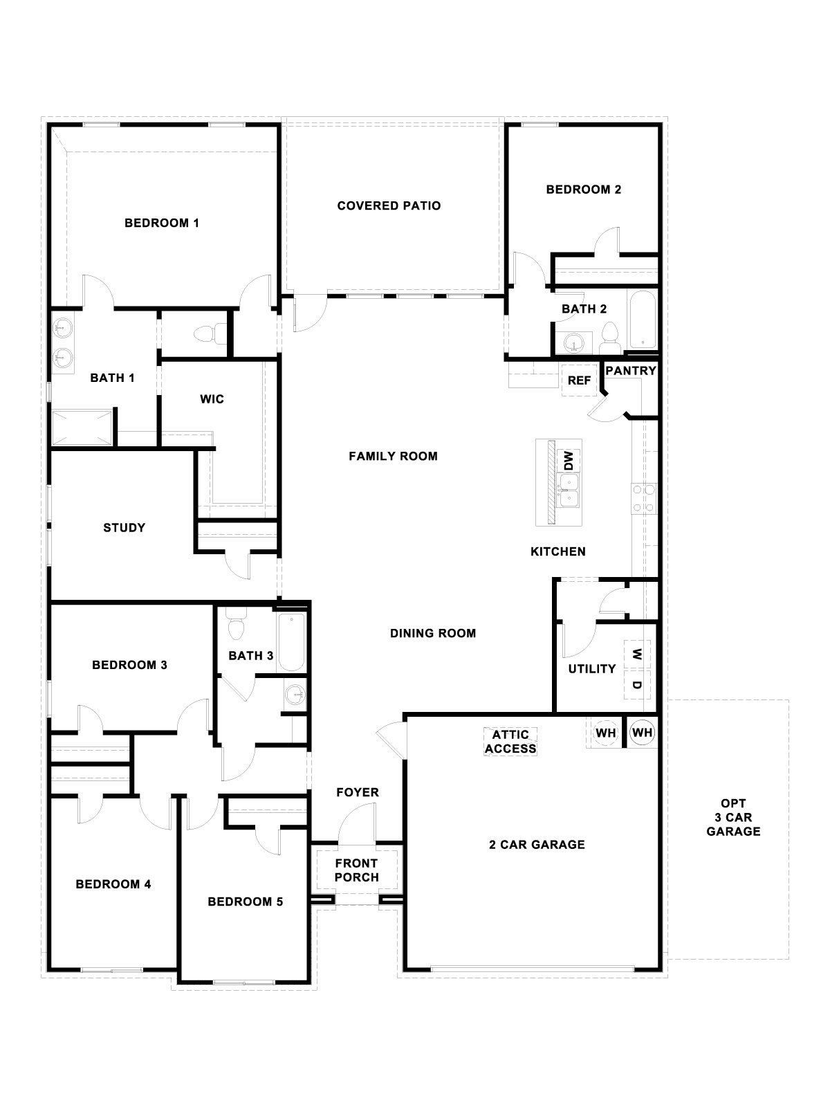 Sonoma Oaks Irving Floorplan Exterior Photo 5 bedroom 3 bath 2 car One Story