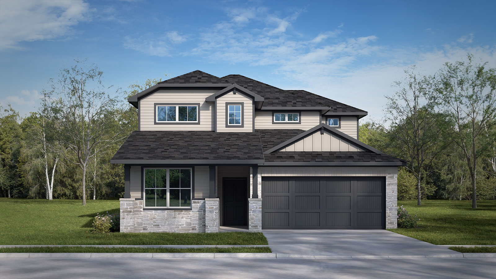 The Willson floorplan W elevation rendering.