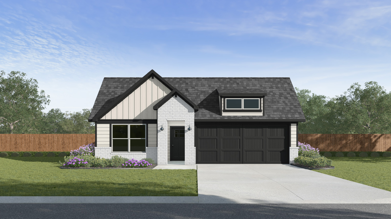 The Harris floorplan F elevation rendering.