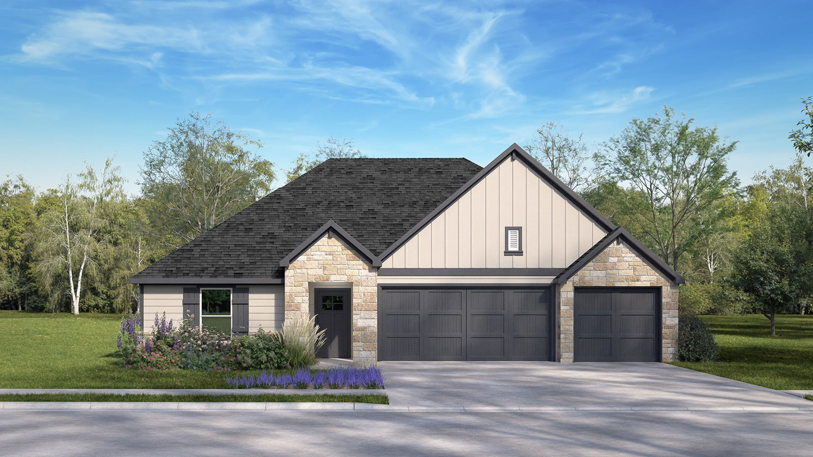 The Hudson floorplan F elevation rendering.