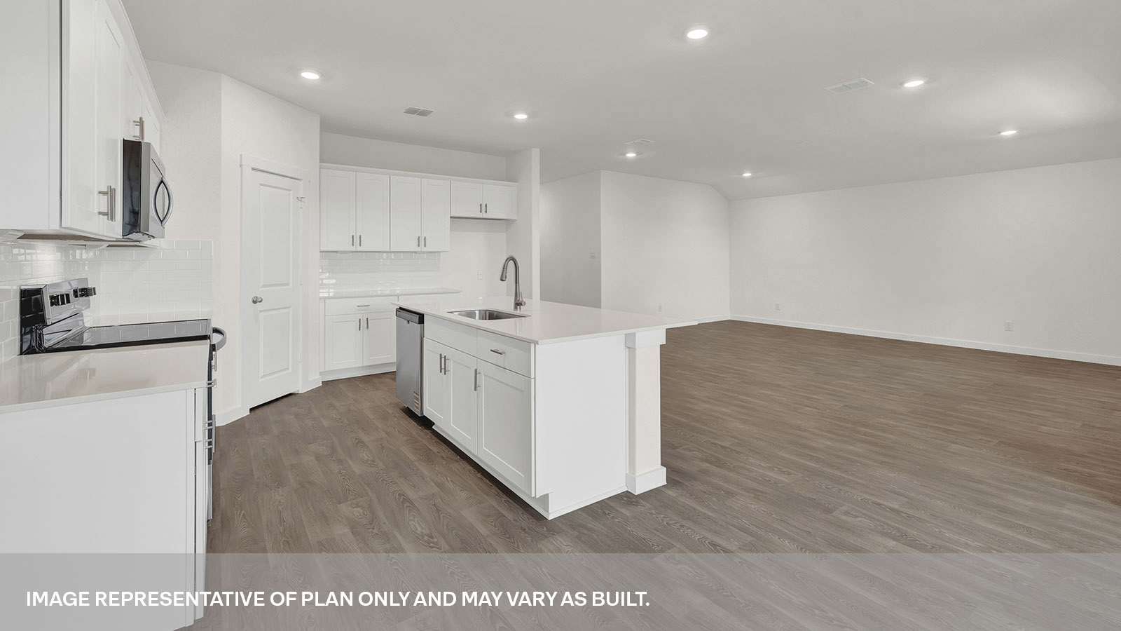 Kitchen island overlooking the living room.