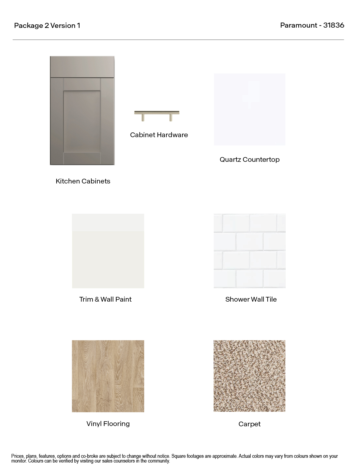 Paramount Version 1 Package 2 Gray Cabinets with hardware and quartz kitchen countertop