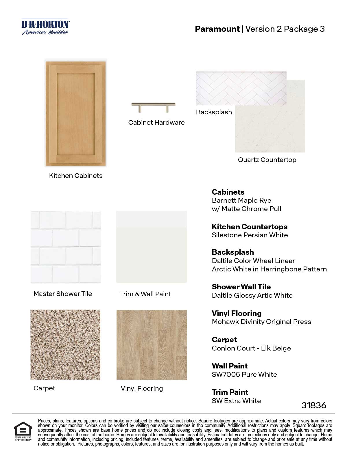 Paramount Version 1 Package 3 Light Brown Cabinets with hardware and quartz kitchen countertop