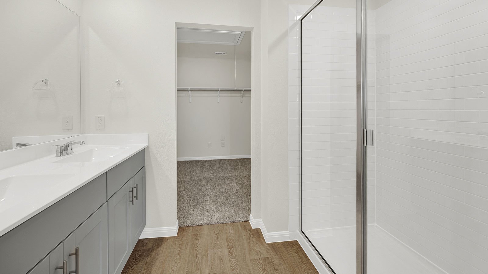 bed 1 bath with vanity and walk in shower