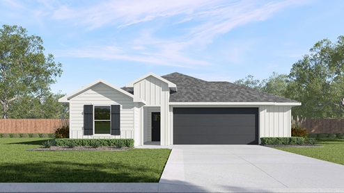 White farmhouse exterior Easton plan