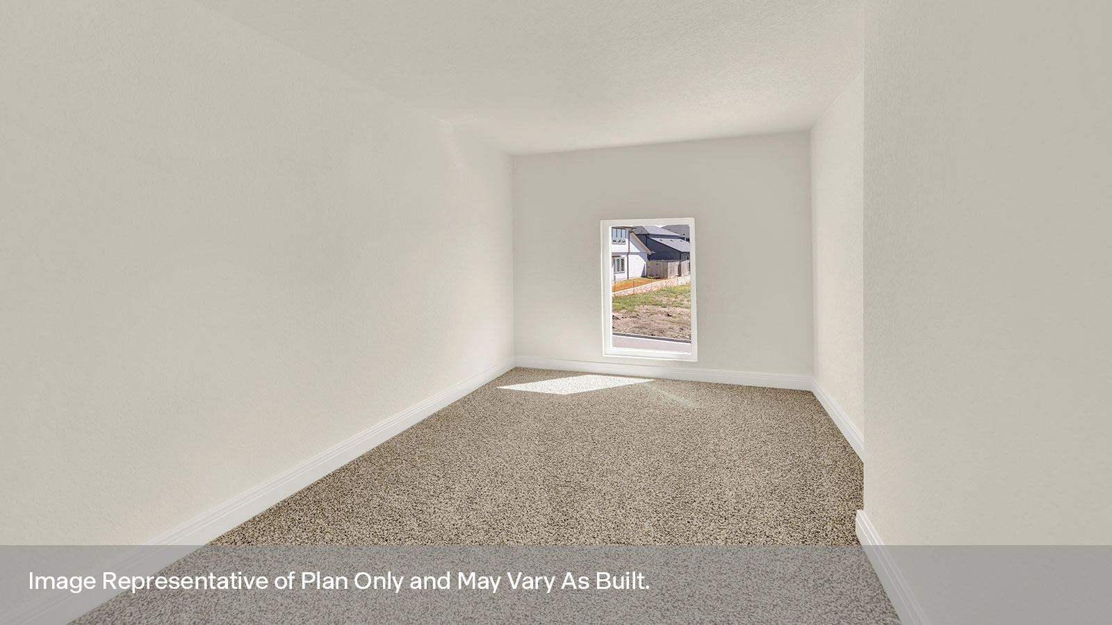 Gameroom of off the staircase with carpeting and two windows.