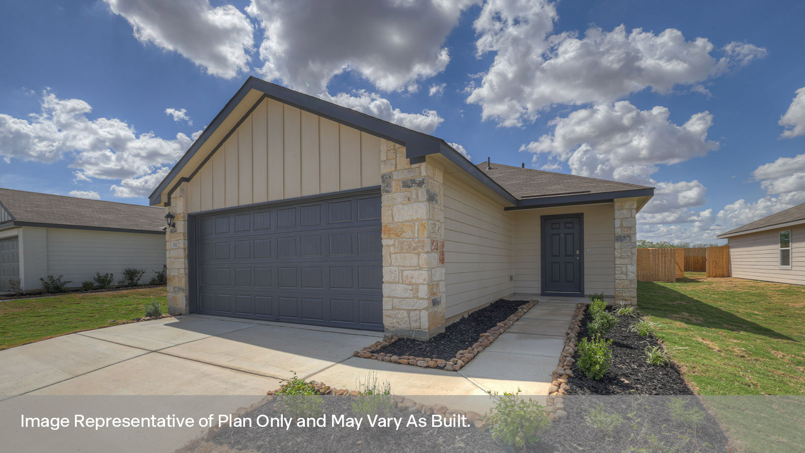 Siding Exterior, Garage Forward with a wrap around Sidewalk