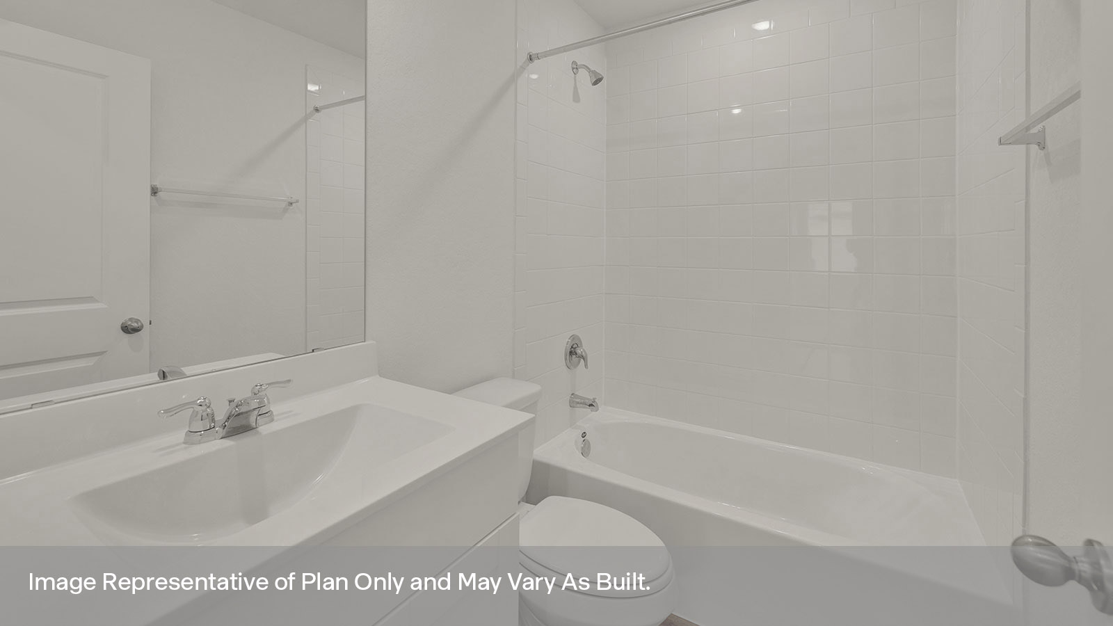 Bath 2 featuring a vanity, toilet and a tile surround shower tub combo