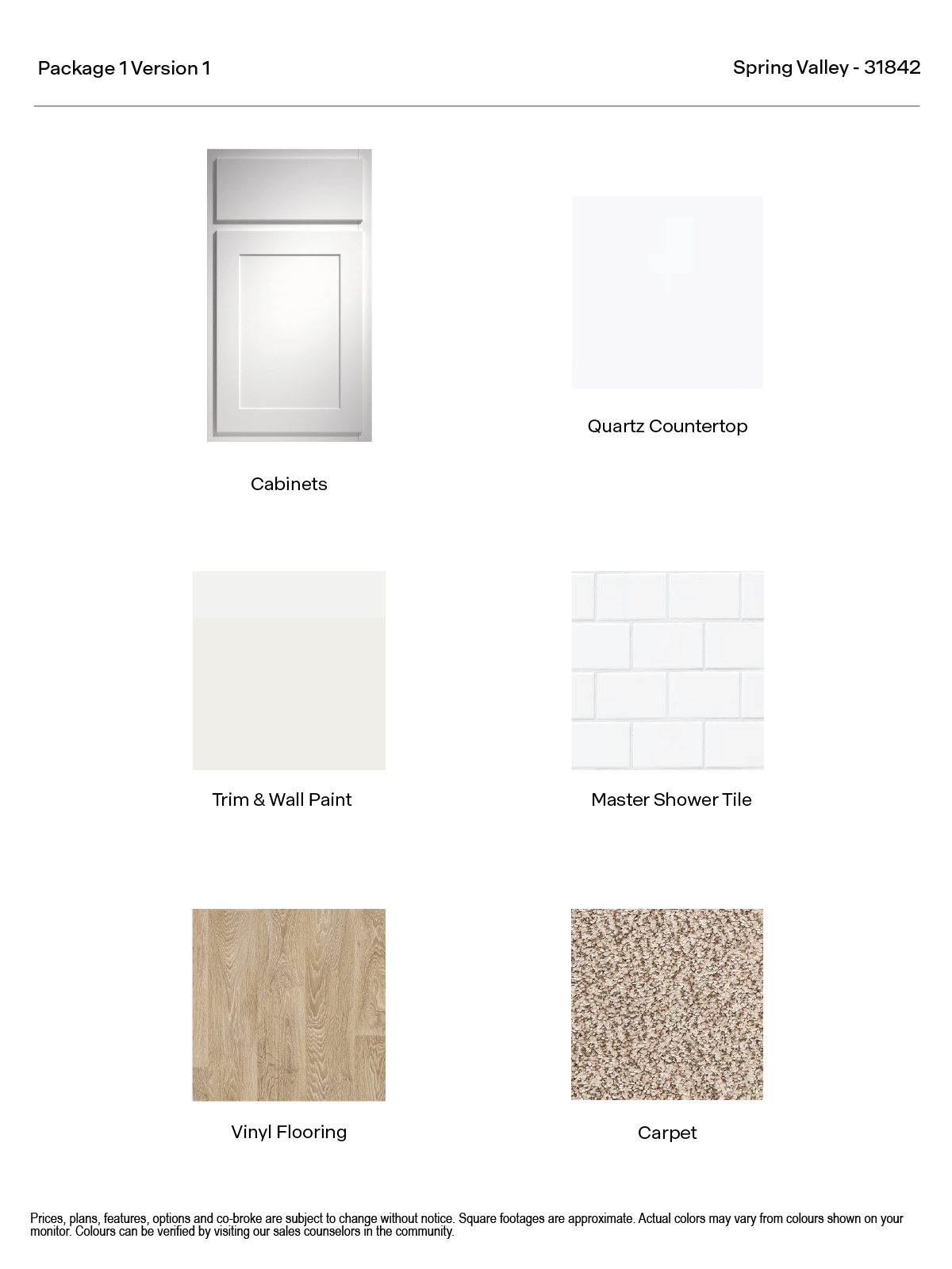 Spring Valley Version 1 Package 1 White Cabinets with hardware and quartz kitchen countertop