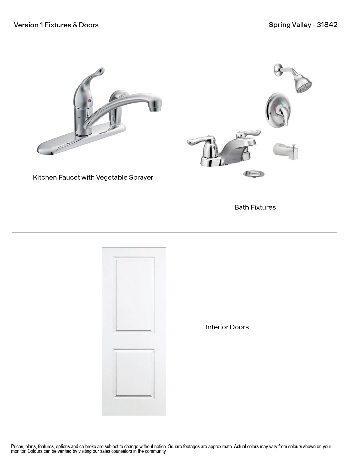 Spring Valley Version 1 Kitchen fixture with vegetable sprayer, undermount sink and Bathroom Fixture Two Lever