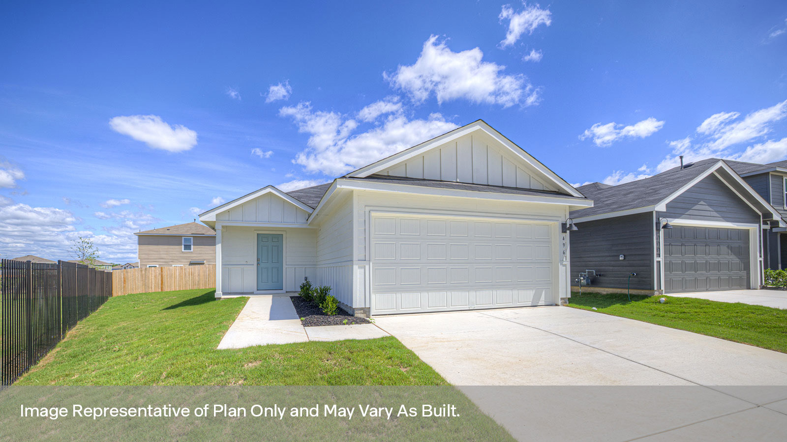 Single-story with farmhouse exteriors.