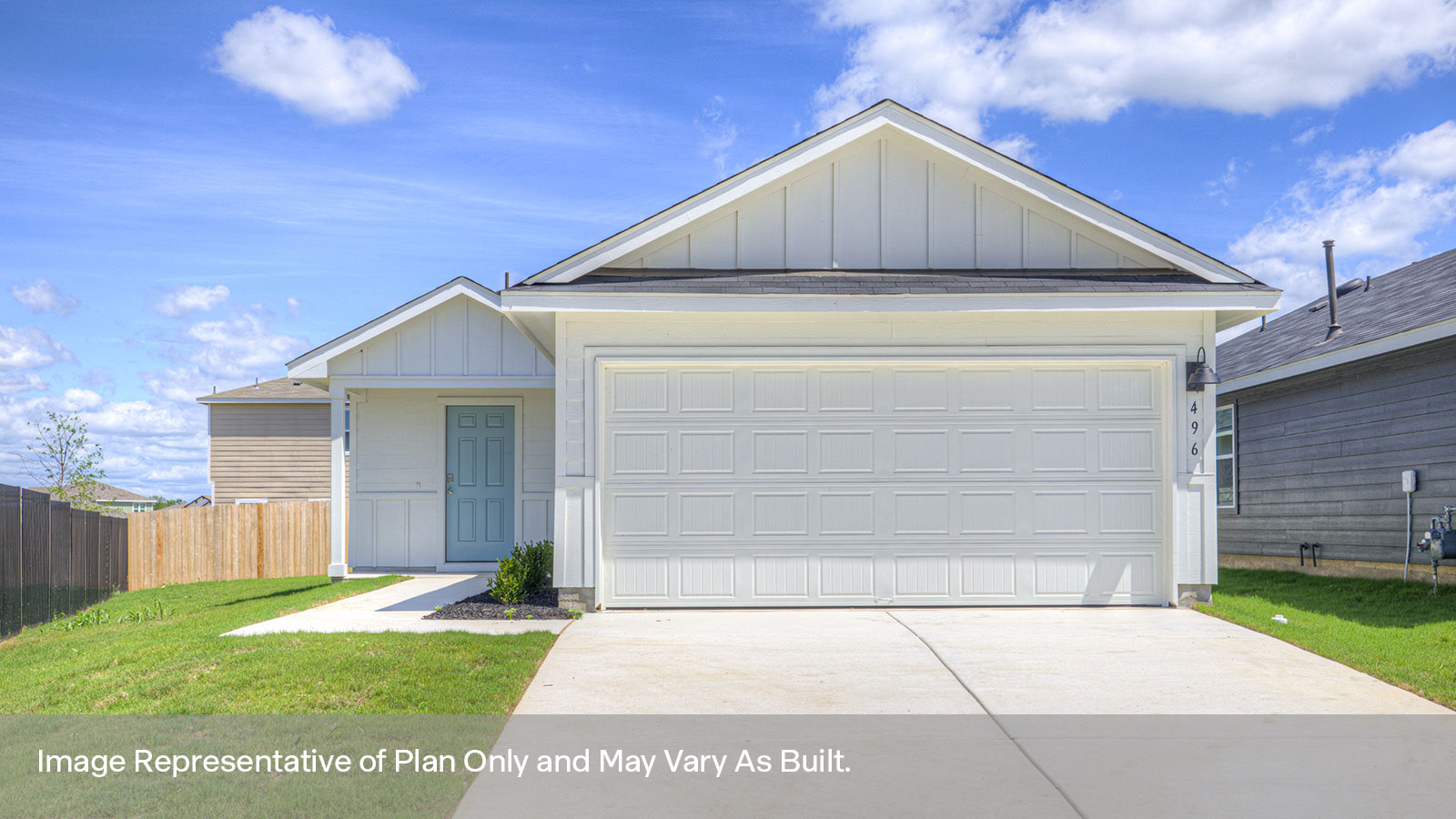 Single-story with farmhouse exteriors.