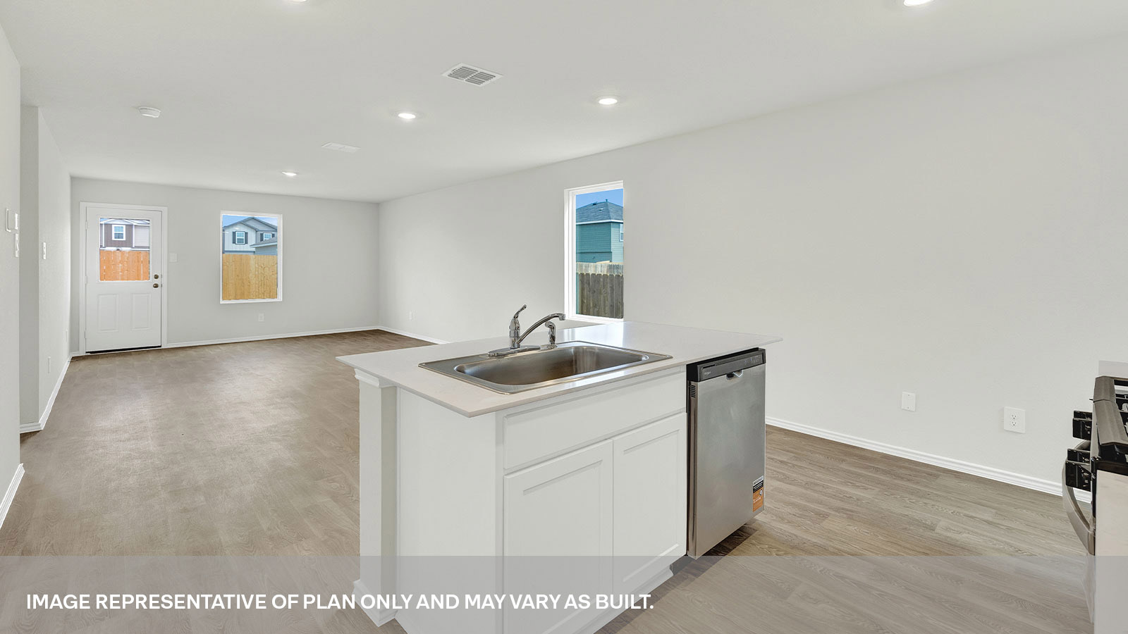 Kitchen island overlooking the dining room.