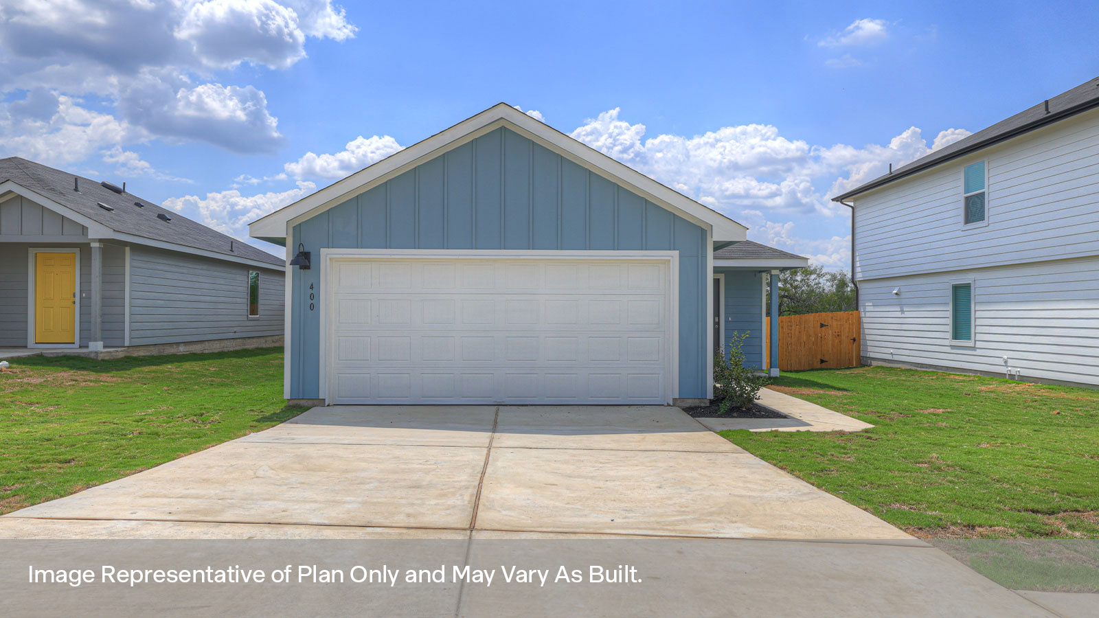 Siding Exterior, Garage Forward with a wrap around Sidewalk