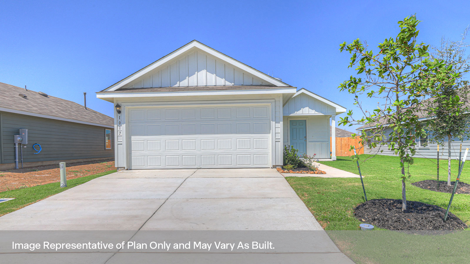 Single-story with farmhouse exteriors.