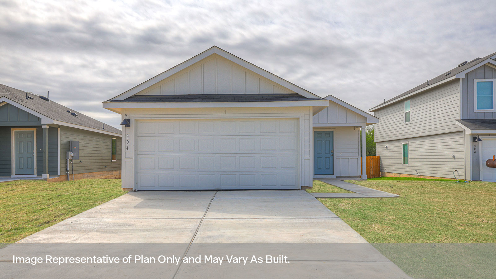 Single-story with farmhouse exteriors.