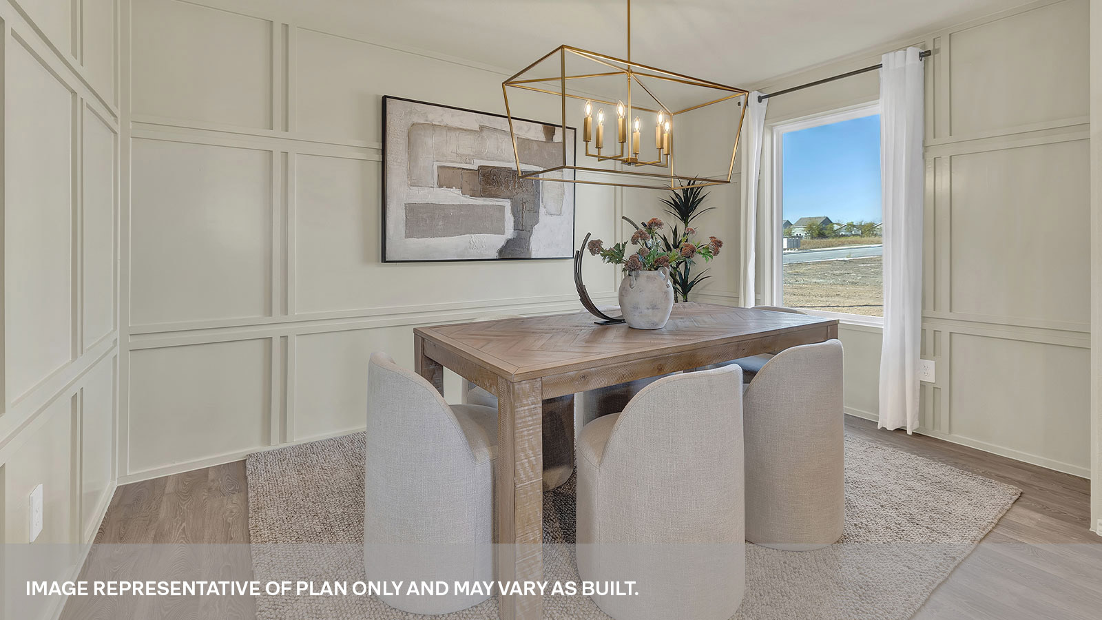 Dining room featuring a window and vinyl floor