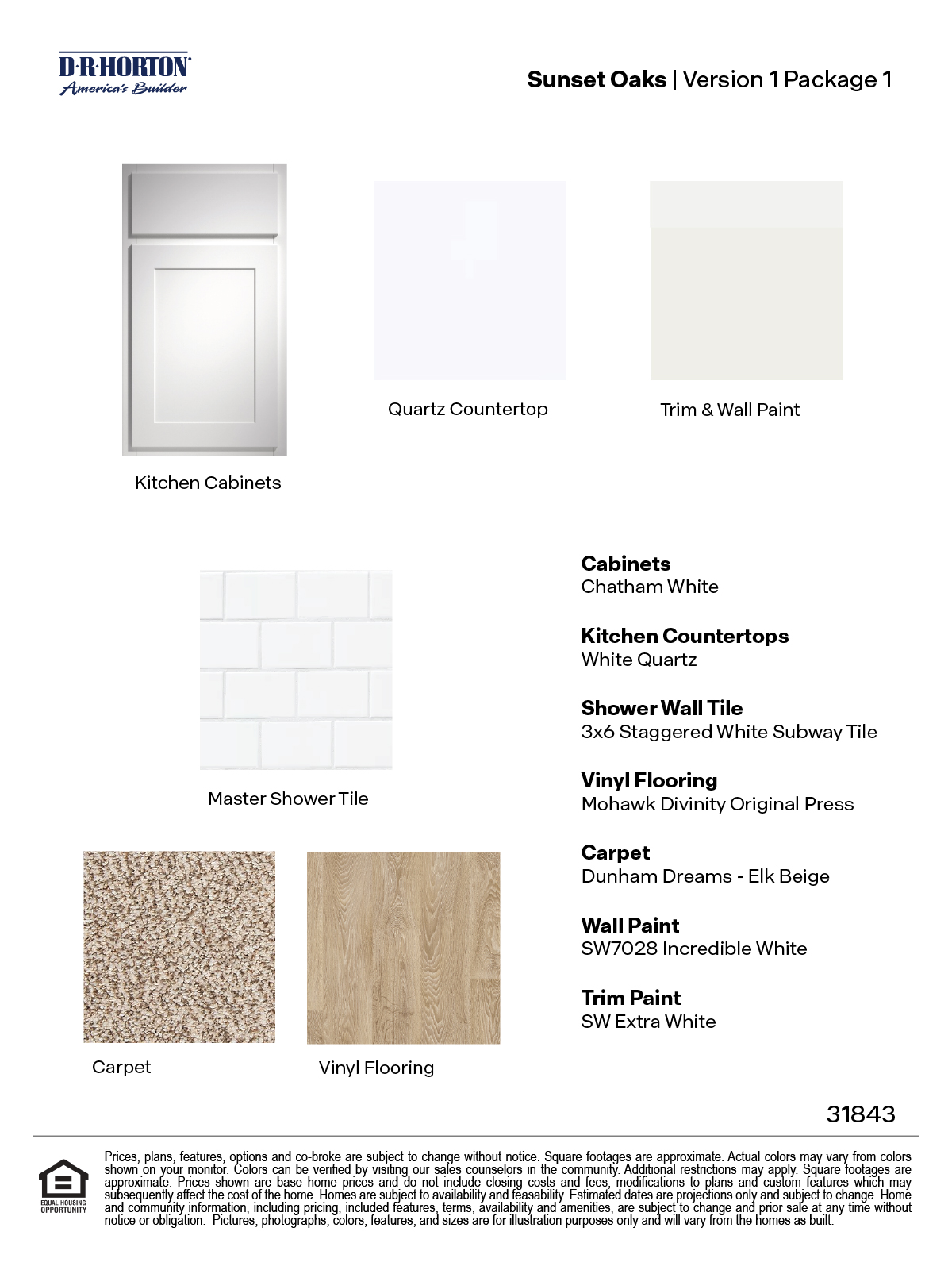 Sunset Oaks Version 1 Package 1 White Cabinets with hardware and quartz kitchen countertop