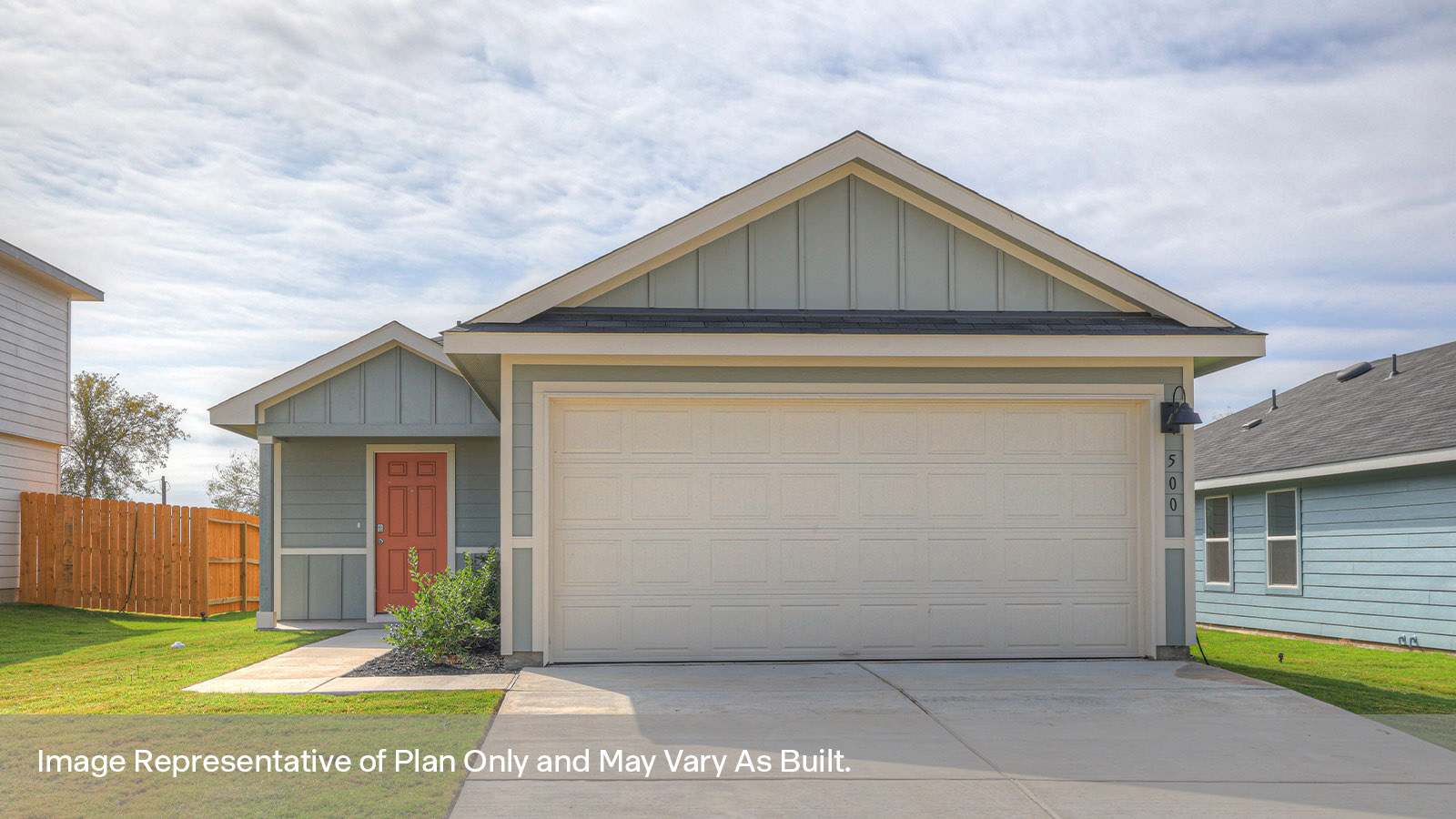 Single-story with farmhouse exteriors.