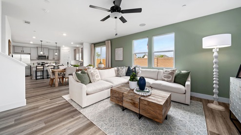 Sparow open concept living and dining rooms