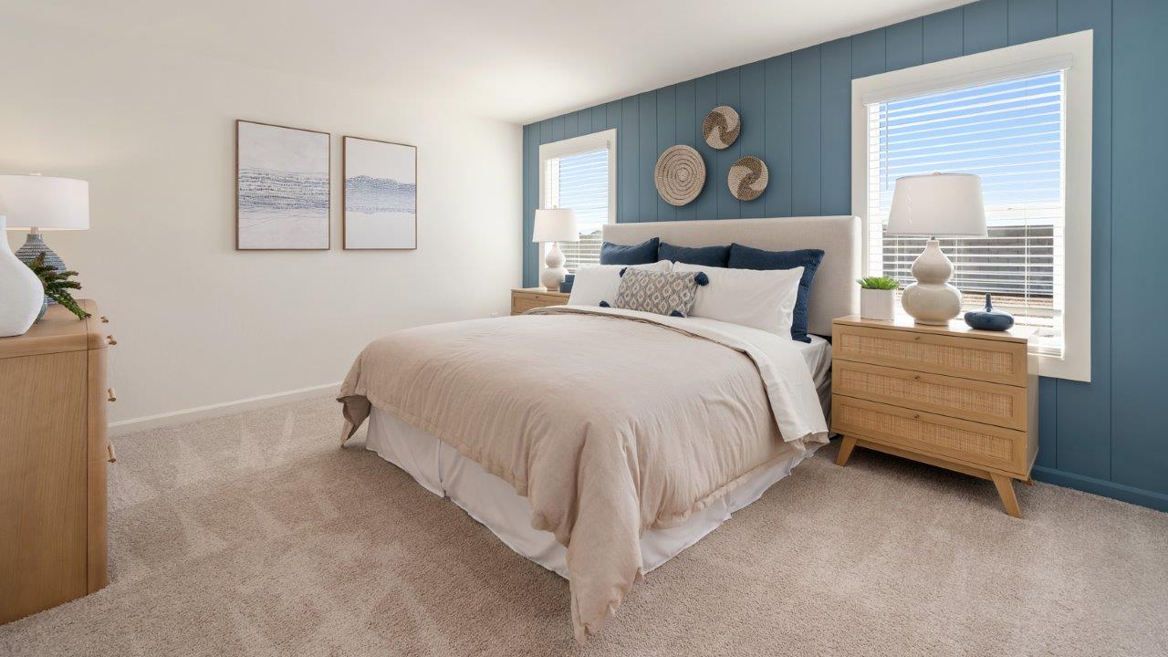 primary bedroom in the madison model home