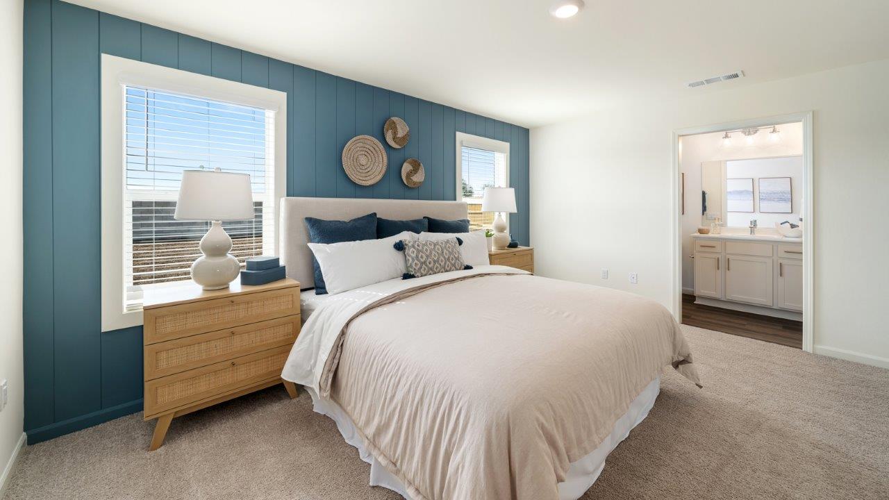 primary bedroom in the madison model home