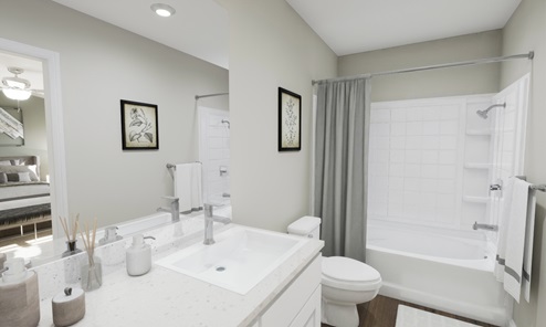 Main Suite bathroom with tub shower rendering