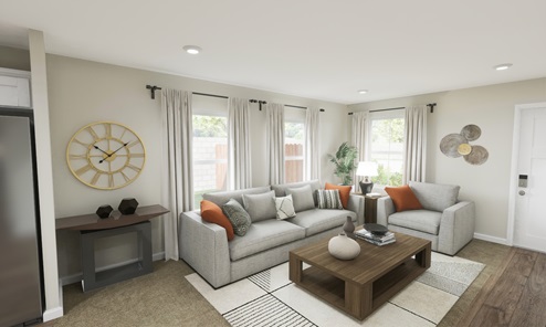 Open style living room rendering