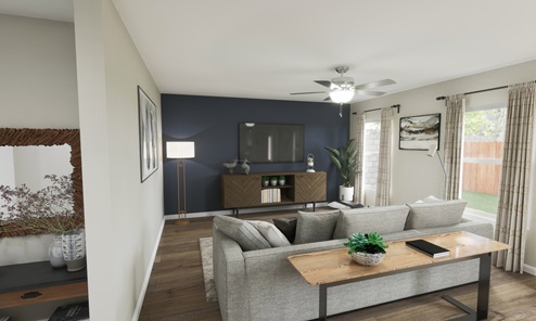 Open style living room rendering