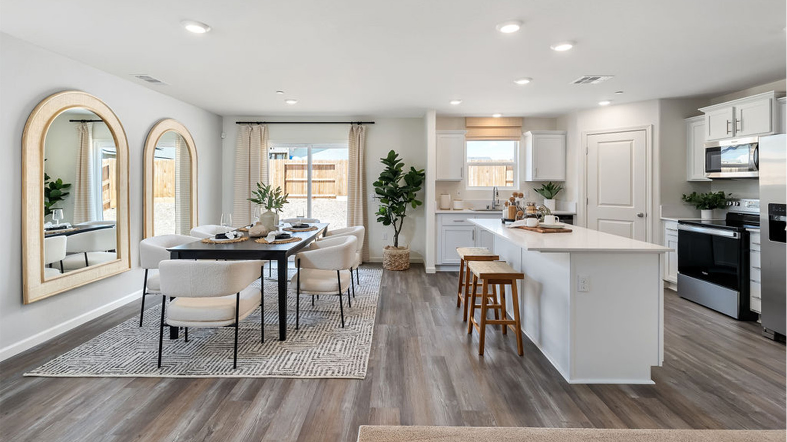 open concept kitchen and dining room