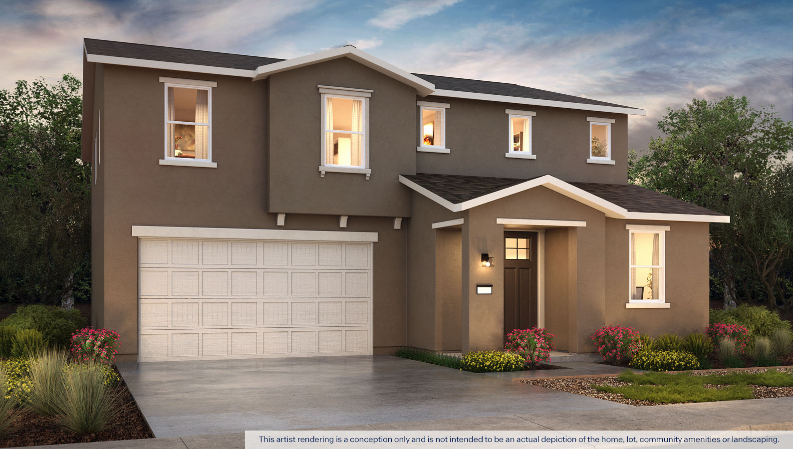 Exterior rendering of two story Americana style home