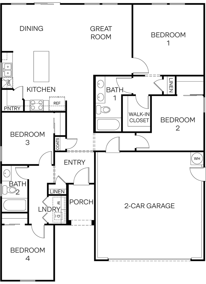 line drawing of the lark floorplan