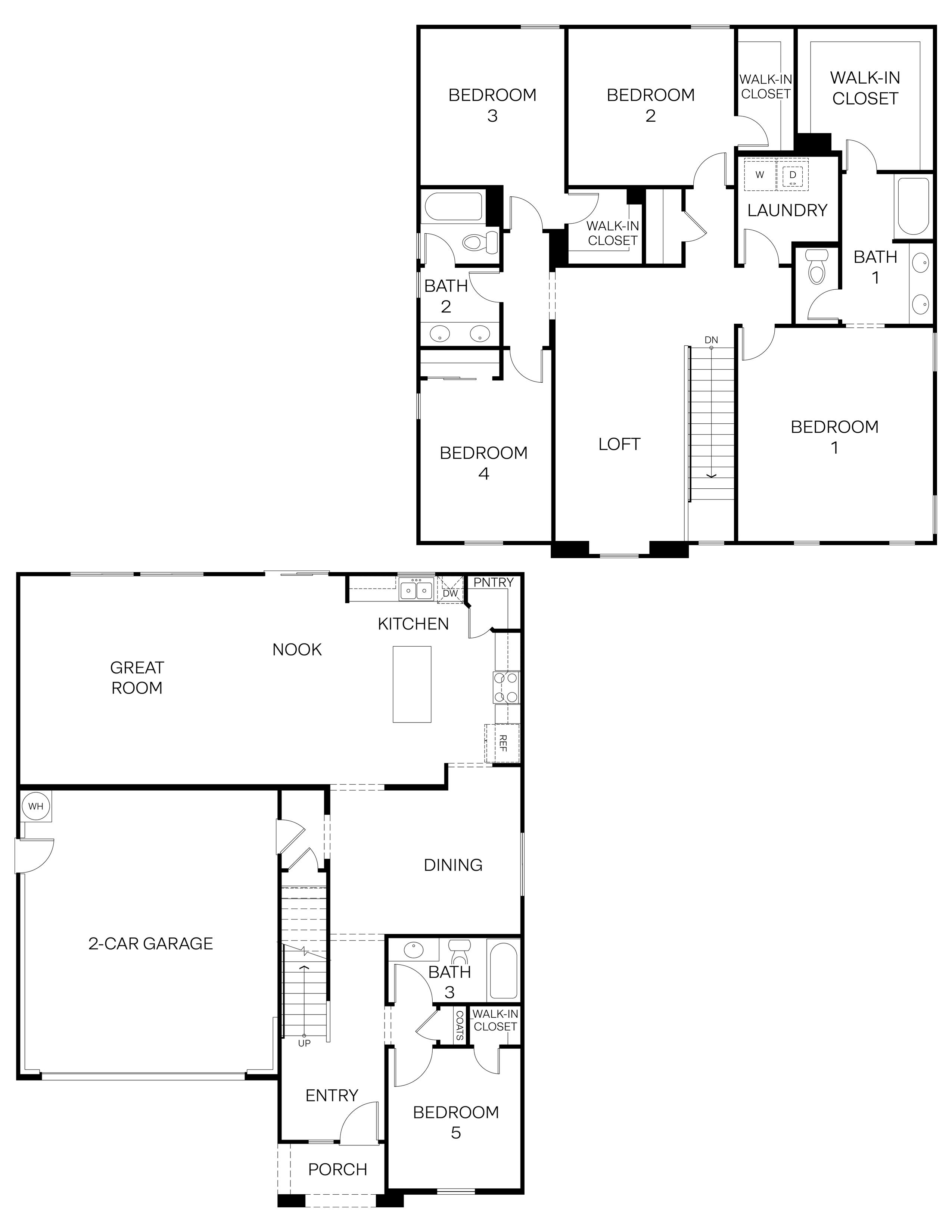 line drawing of the wren floorplan