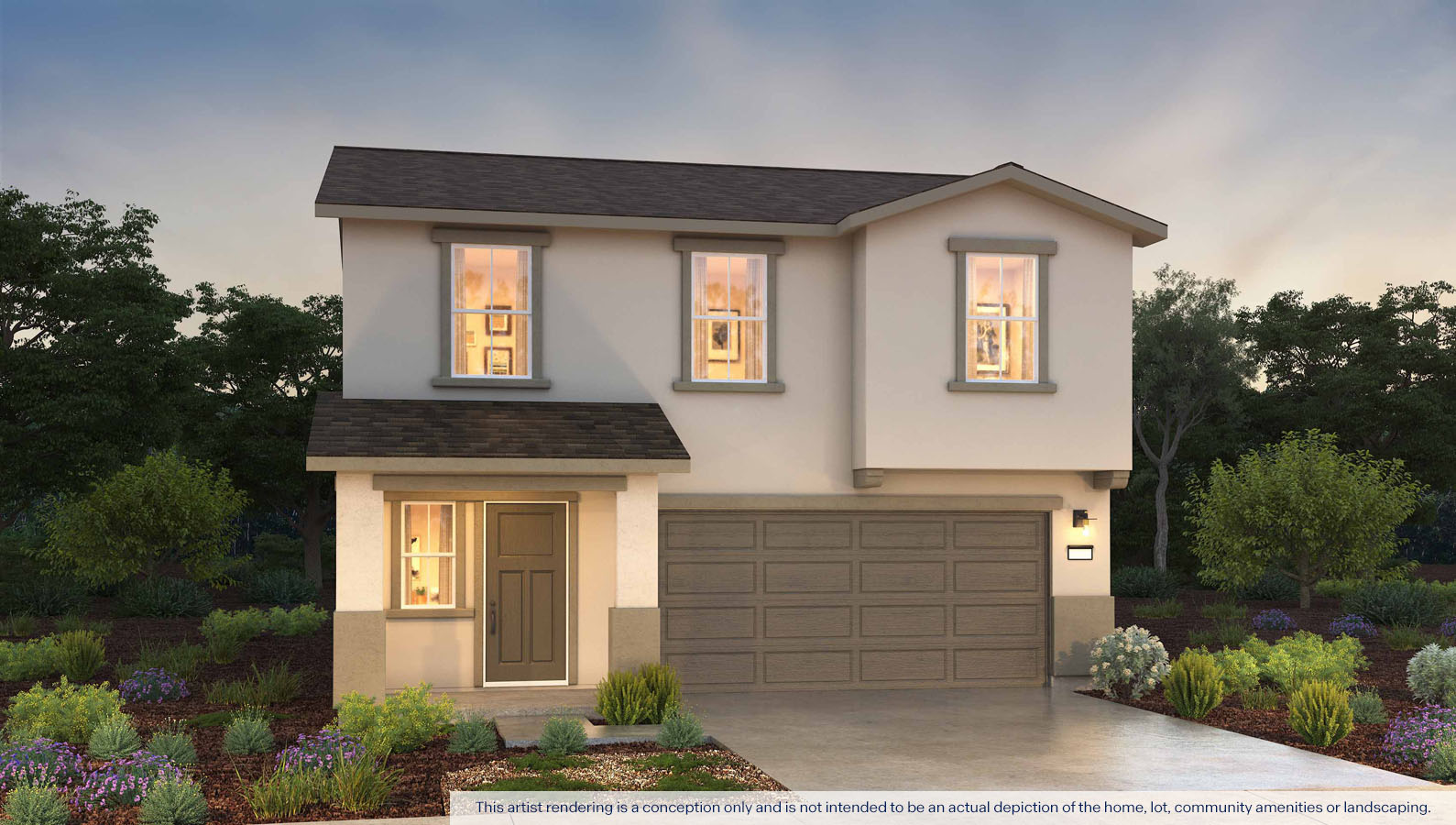 Exterior rendering of two story Americana style home