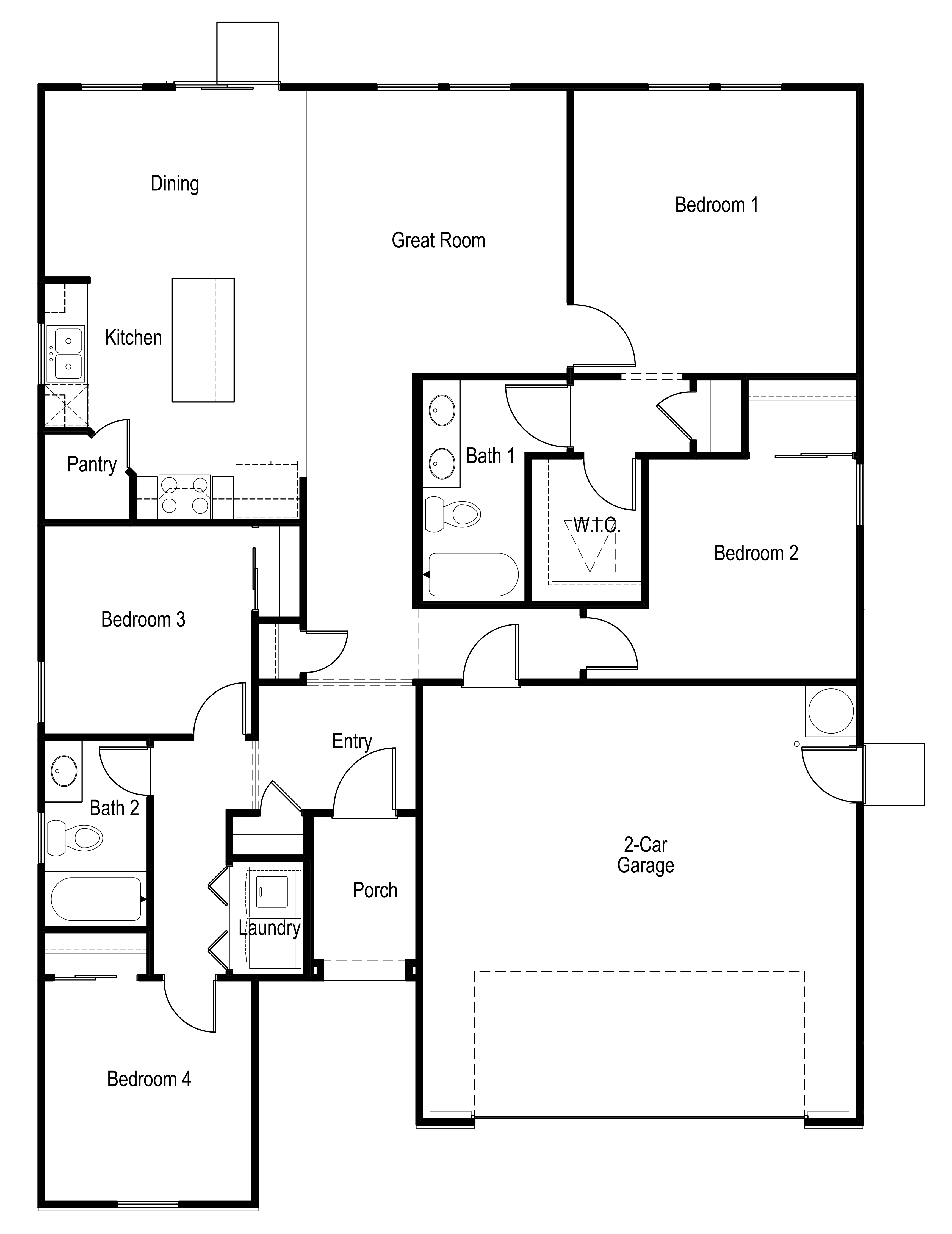 Line drawing of a 1,509 square foot floorplan