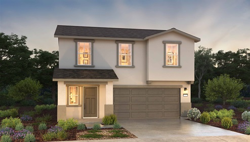 americana style exterior rendering of a two story home with 2 car garage