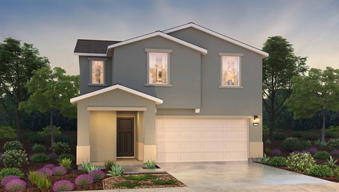 americana style exterior rendering of a two story home with 2 car garage