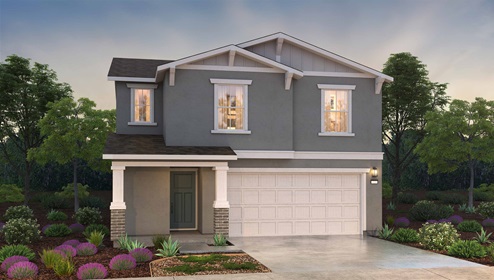 Craftsman style exterior rendering of a two story home with a 2 car garage