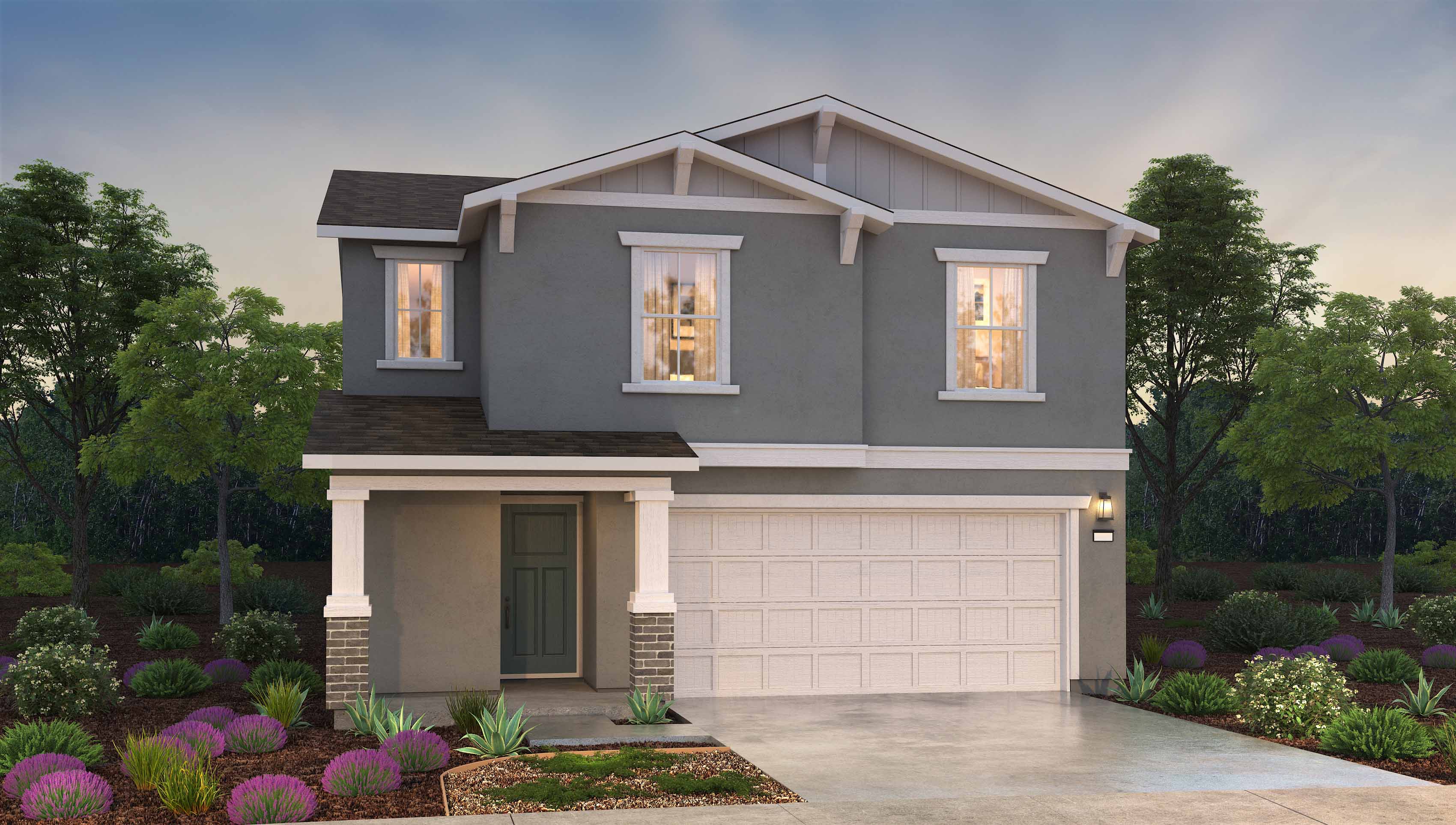 Exterior rendering of two story Craftsman style home