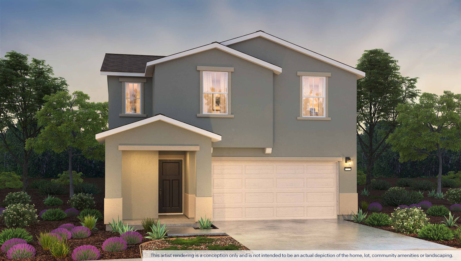 Exterior rendering of a two story Americana style home.