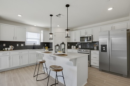 Sparrow kitchen with pendant lighting and island seating