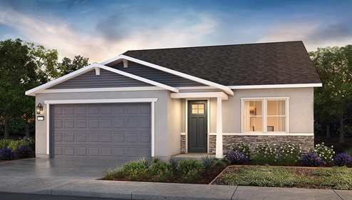 Raven home exterior with 2-car garage rendering