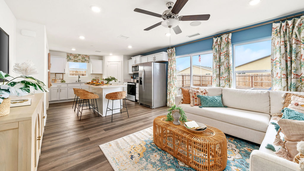 open concept kitchen and living room