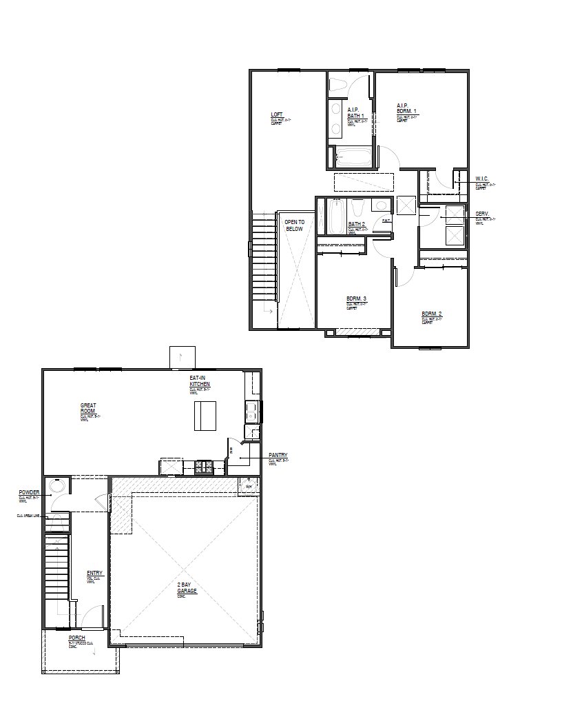 Line drawing of a 1,590 square foot floorplan