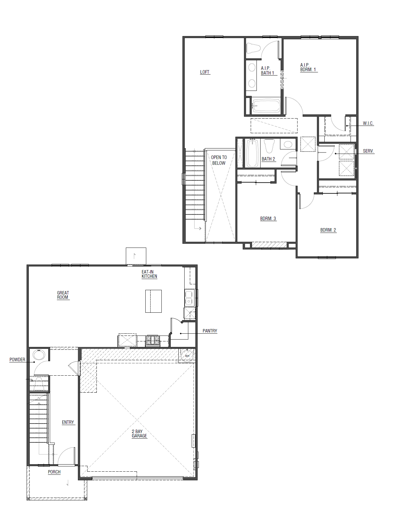 Line drawing of a 1,590 square foot floorplan