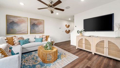living room in the cambridge plan